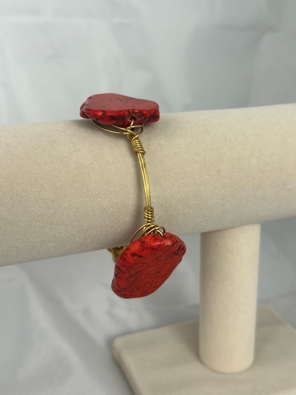 💕 Bourbon & Bowties The Ashley Three Copper Wire Wrapped Stones Bangle Bracelet